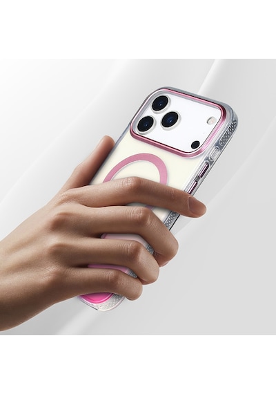 Apple Uyumlu iPhone 17 Pro Kılıf Transparan Renk Geçişli M-safe Şarj Özellikli Toros Kapak Gold