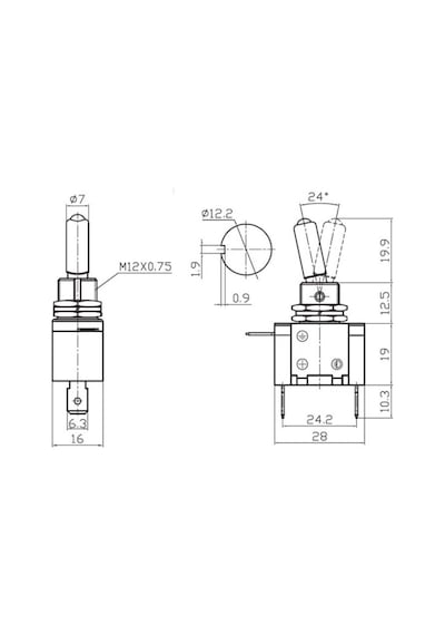 Toggle Switch 1-0 Kırmızı Ledli Metal Anahtar 3 Pin 12v