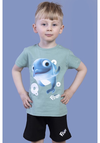Toontoy Kids Toontoy Erkek Çocuk Balık Baskılı Şortlu Takım Yeşil