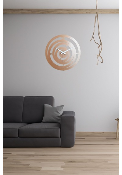 Hilal Model Metal Lazer Kesim Akar Sessiz Mekanizmalı Duvar Saati 40 40 Cm -m014 Bakır