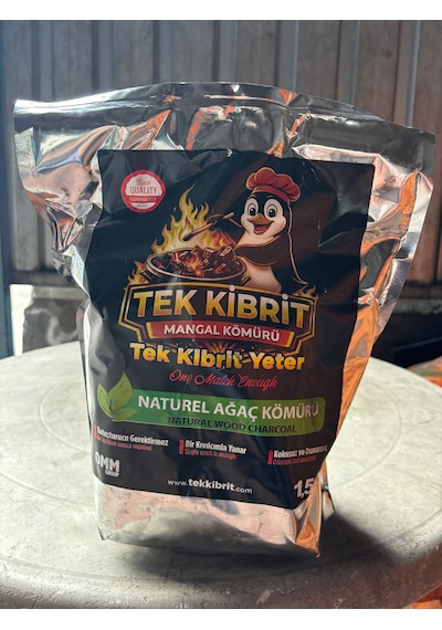 Tek Kibritle Tutuşan Naturel Ağaç Mangal Kömürü 1.5 Kg - Kolay Kullanım Yüksek Isılı Gri - Siyah