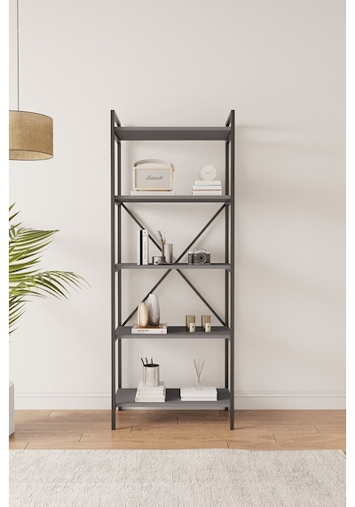 Nilamu Antrasit 65 Cm Kitaplık, Metal Aksamlı, Organizer, Ofis, Ev, 65 170 34 Cm Antrasit Nilamu Antrasit 65 Cm Kitaplık, Metal Aksamlı, Organizer, Ofis, Ev, 65 170 34 Cm Antrasit