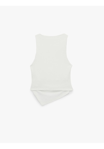 Koton Asimetrik Kayık Yaka Kolsuz Slim Fit Drapeli Bluz Ekru 6sal30189ık