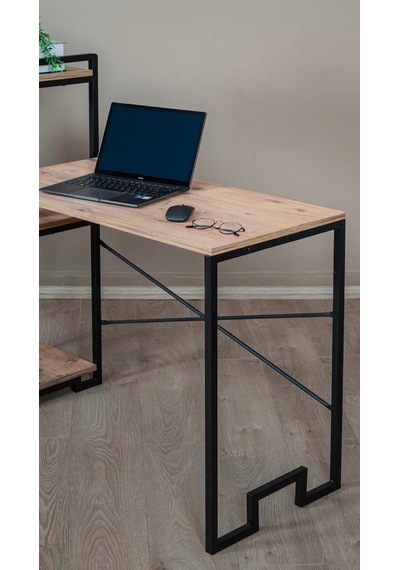 Raflı Çalışma Masası Kitaplıklı Bilgisayar Masası Metal Ayaklı Home Office Ofis Masası Siyah - Siyah Raflı Çalışma Masası Kitaplıklı Bilgisayar Masası Metal Ayaklı Home Office Ofis Masası Siyah - Siyah