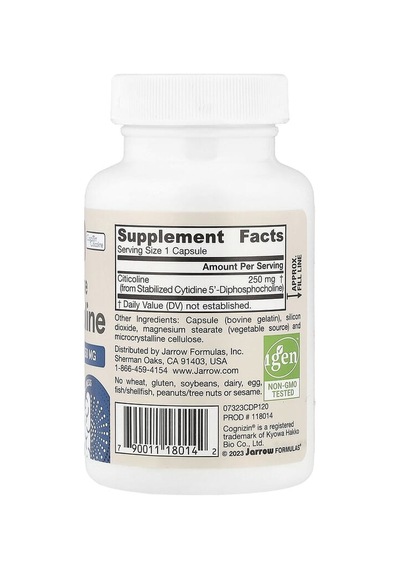 Jarrow Formulas, Citicoline, Cdp Choline, 250 Mg, 120 Capsules
