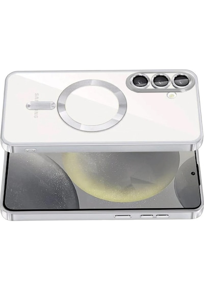 Samsung Galaxy S26 Plus Uyumlu Kılıf Kamera Lens Koruyuculu Magsafe Özellikli Telefon Kılıfı Kapak Gümüş