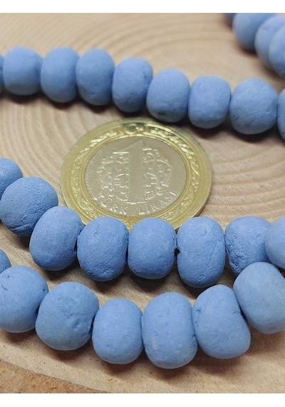 Mavi Pigmentli Seramik Boncuk Dizi 8-9mm/29cm 54232 Çok REnkli