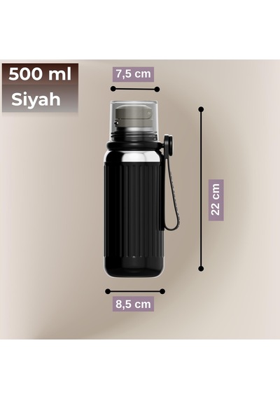 Çift Katmanlı Paslanmaz Çelik Termos 500 Ml Siyah