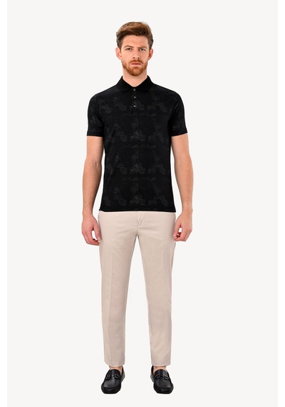 Erkek Siyah Gri T-shirt Polo Yaka Siyah - Gri