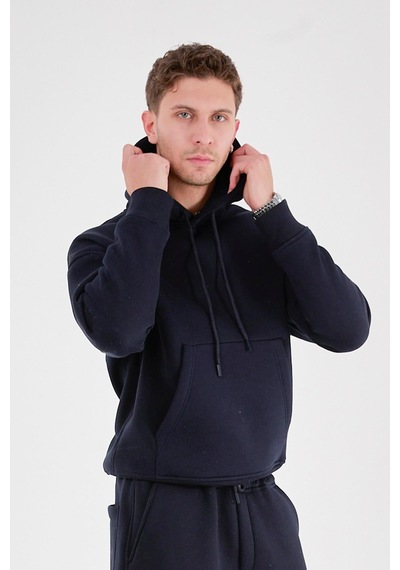 Rocqerx Q-1001 Q-4008 Kapüşonlu Sweat Bel Lastikli Pantolon Üç İplik Şardonlu Takım Lacı