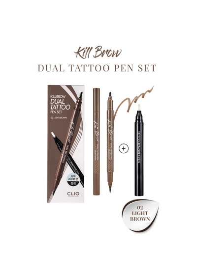 Clio Kill Brow Dual Tattoo Pen Set 02 Light Brown