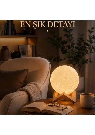 Modern Tasarımlı 3d Ay Lambası Yatak Odası Ve Salon Dekoru Renkli