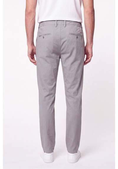 Comfort Fit Beli Lastikli Esnek Keten Gri Pantolon P 1221
