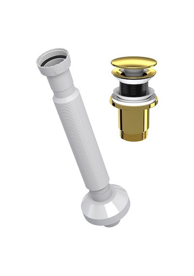 Suera Magic Pipe Körüklü Gider Borusu + Felix Pop-up Set Paslanmaz Altın - Taşma Deliksiz