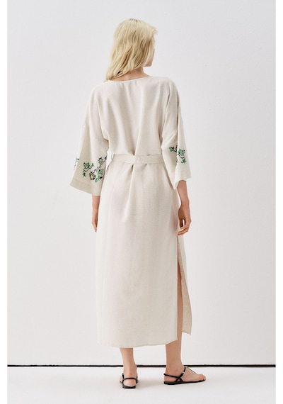 Sagaza Studio Ss6186 Keten Bağlamalı Kimono Yesıl