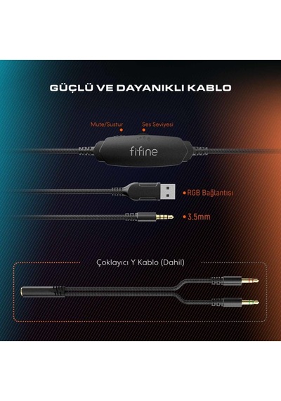 Fifine Ampligame H3 Mikrofonlu Rgb Oyuncu Kulaklığı