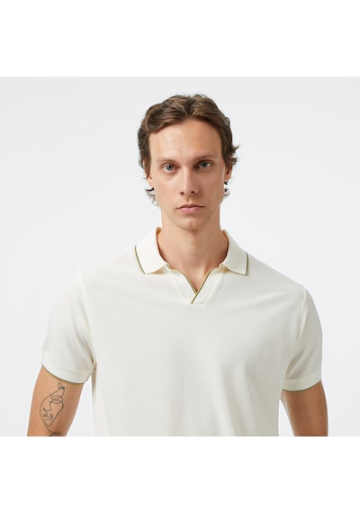 Nautica Erkek Krem Classic Fit Polo Yaka T-shirt Düz K55346t Krem