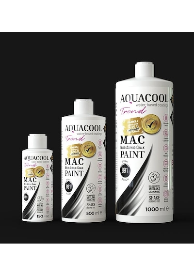 Aquacool Trend M.A.C Su Bazlı Akrilik Boya 891-Siyah 150 Ml