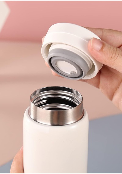Minimo Mini Termos Paslanmaz Çelik Su Termos, Kaliteli Vakum Termos 200 Ml Beyaz