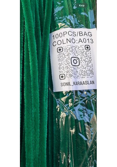 Şönil 100 Lü Zümrüt Renk Kod A013 30 Cm - Yoğun Tüylü Hobi Çubuğu Tel El İşi 100 Lü Paket