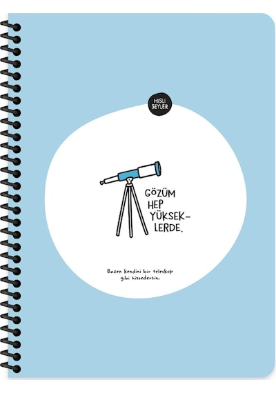 Hisli Şeyler Çizgili Spiralli Stickerli Defter Gözüm Yükseklerde 16,5x22,5