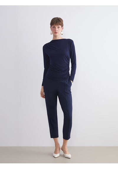 Lcw Everyday Lacivert Bisiklet Yaka Büzgülü Kadın Body