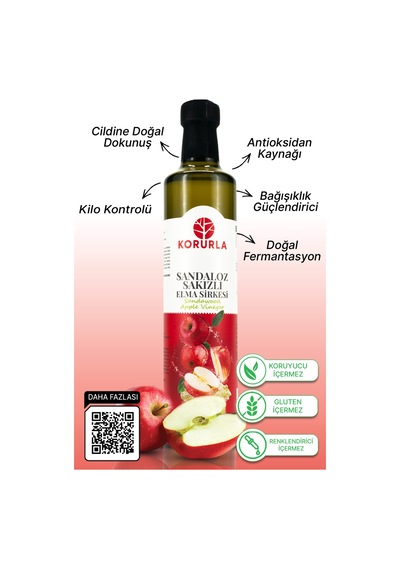 Sandaloz Sakızlı Elma Sirkesi Doğal Fermantasyon Sandalwood Apple Vinegar 500 Ml