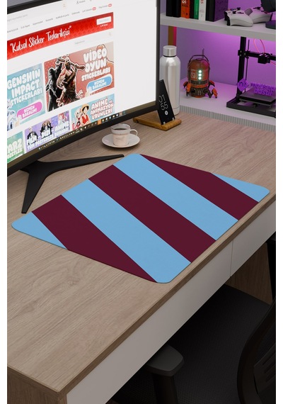 Bordo Mavi 48x40 Xl Taraftar Gaming Oyuncu Mouse Pad Kaymaz Taban Büyük Klavye Fare Altlığı Şerit