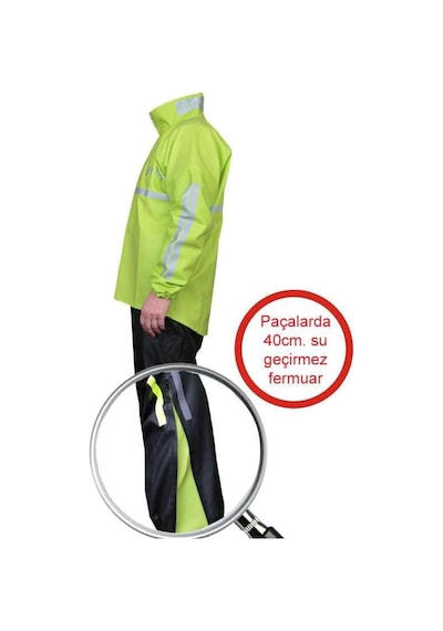 Motosiklet Yağmurluk Takım Prime 0.44mm. Kalın %100 Su Geçirmez Kumaş Fermuarlı Paça Reflektörl