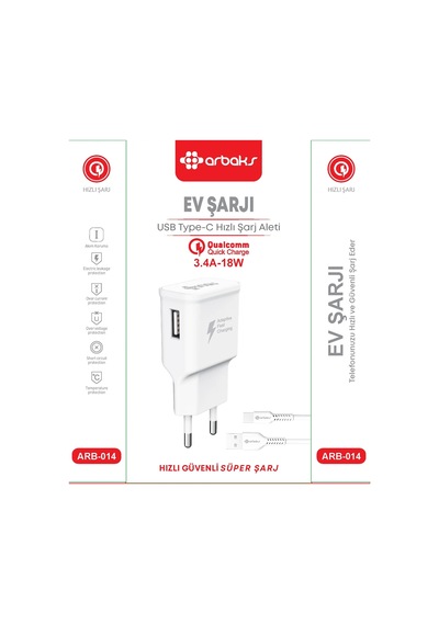 Bezos Type-c / 3.4a-18w Qualcomm Hızlı Şarj Aleti Arb-014 Mbt06 Standart