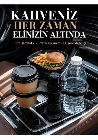 Otomobil İçin Çift Bardak Tutucu Ve Çok Amaçlı Organizer