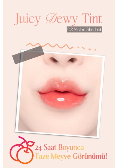 Dasique Yoğun Parlaklık Ve Canlı Renkler Sunan Kalıcı Tint Juicy Dewy Tint 02 Melon Sherbet 02 Melon Sherbet