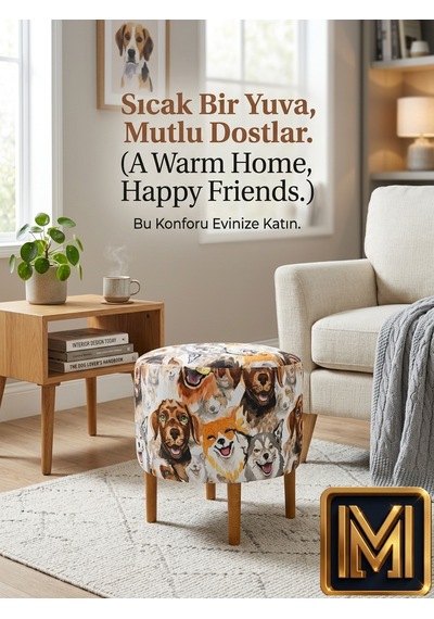 Diday Köpek Puf F Trend Puf Koltuk Puff Bench Dekoratif Bohem Doğal Gürgen Ayak Amaçlı Bahçe Balkon Çok Renkli