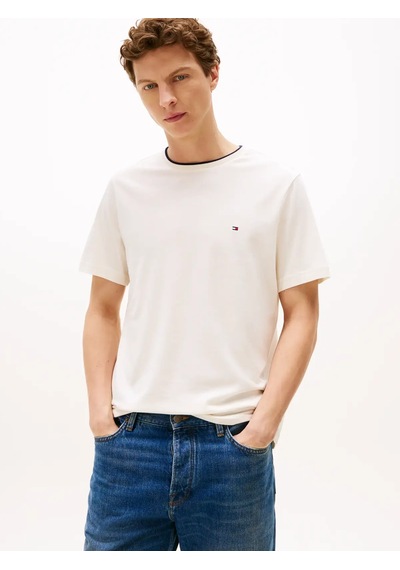 Tommy Hilfiger Cotton Modal Tee, Z00 Erkek Beyaz T-shirt