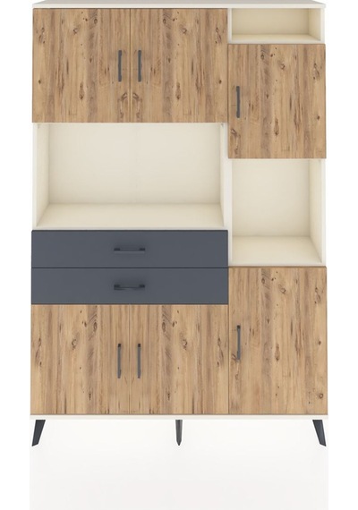 Arges Dolap 9 Raflı 2 Çekmeceli 6 Kapaklı 132x30x195 Aytaşı-çam/antrasit Atlas Çam/antrasıt