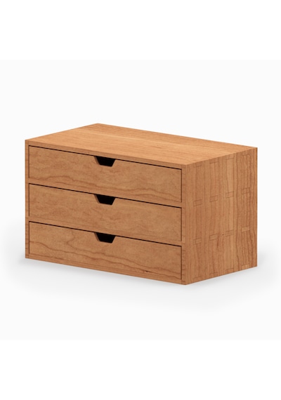 Desna Üç Katlı Üç Çekmeceli Dolap - Kiraz 34 Cm Uzunluk X 19 Cm Derinlik X 20 Cm Woodsaka Doğal Ahşap