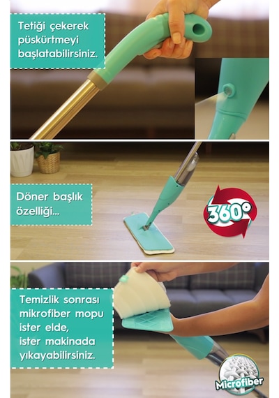 Smarter Shiny Sprey Mop Turkuaz + Yedek Mop