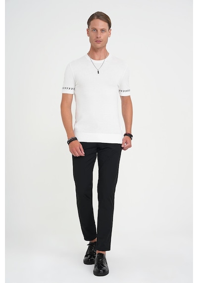 Efor Comfort Fit Bisiklet Yaka Kısa Kollu Ekru Triko Tr 882 Ekru