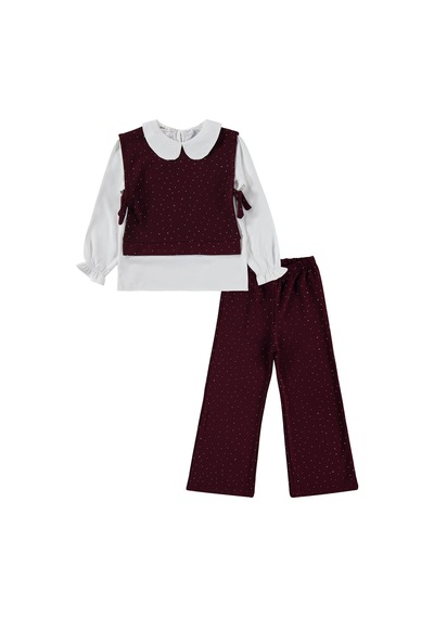 Civil Girls Yakalı 10-13 Yaş Takım - Bordo