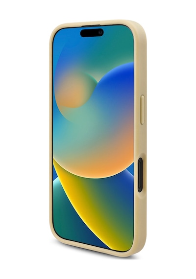 Apple Uyumlu iPhone 16 Plus Kılıf Guess Lisanslı Üçgen Logolu Taşlı Kapak Gold