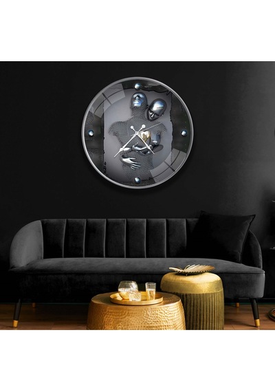 As Kın Gümüş Hali Cam Saat - 60 Cm Gümüş