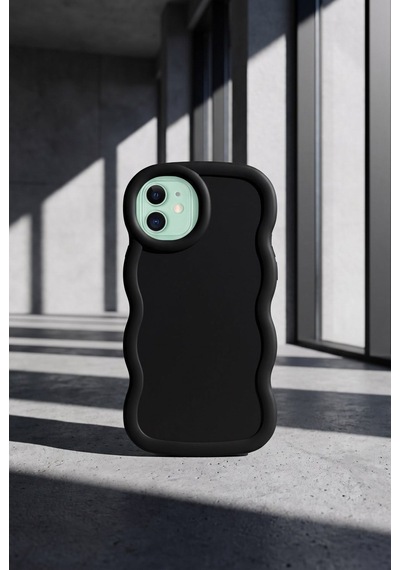 Apple iPhone 11 Pro Uyumlu Dalgalı Tasarım Kamera Korumalı Mat Silikon-54236 Siyah