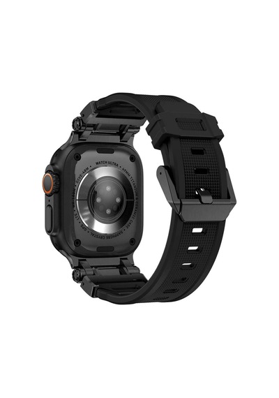 Apple Watch Ultra 1/2/3 49mm İle Uyumlu Titanyum Metal Bağlantı Kitli Silikon Kordon 101 Çok Renkli