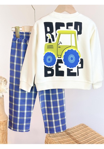 Elzo Collection Erkek Çocuk Ön Arka Beep Beep Baskılı Sweatshirt Kareli Denim Kot Pantolon Alt Üst Takım Çok Renkli Elzo Collection Erkek Çocuk Ön Arka Beep Beep Baskılı Sweatshirt Kareli Denim Kot Pantolon Alt Üst Takım Çok Renkli