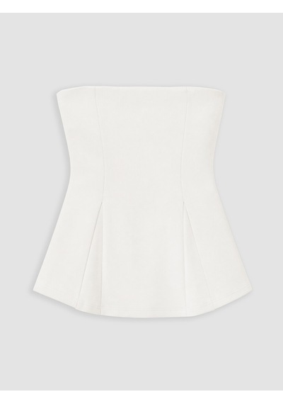Lcw Vision Beyaz Straplez Yaka Peplum Korse Bluz