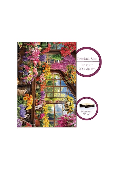 Ahşap Puzzle Yetişkin - Çiçek Serası - 450 Parça, 29 X 39 Cm - Yapıştırıcı Folyo Dahil - Benzer