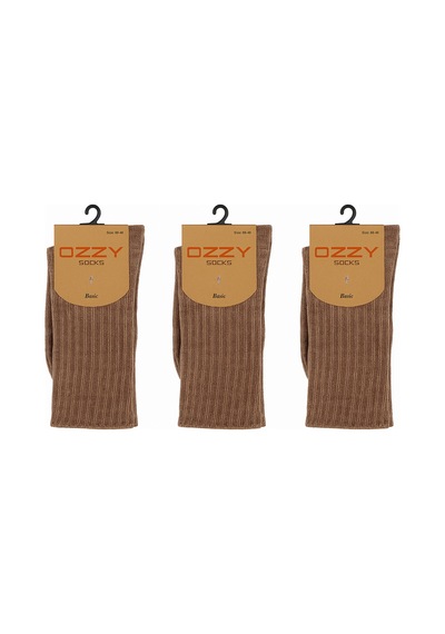 Ozzy Socks 3 Lü Kışlık Kadın Yünlü Uyku Çorabı Soft Touch Kahverengi Renk Isı Tutucu Çorap Kahverengi