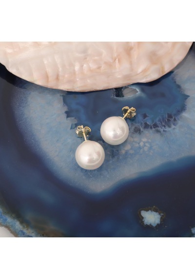 925 Ayar Gümüş White Tatlısu İncisi Küpe-12mm
