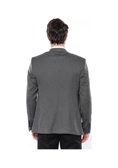Wessi Kendinden Desenli Slim Fit Füme Erkek Ceket 001