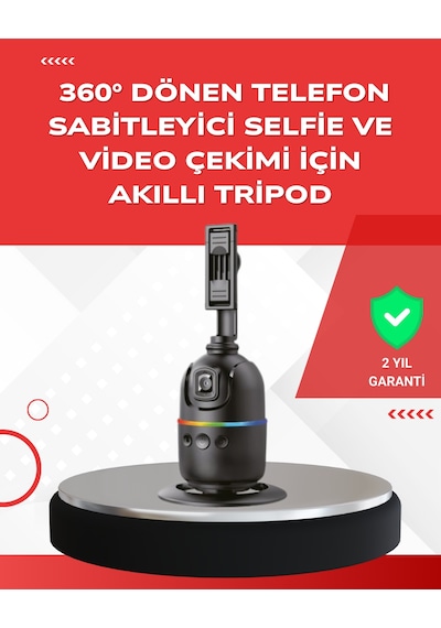 Yapay Zeka Destekli Yüz Takip Özellikli 360 Derece Dönen Masaüstü Telefon Sabitleyici